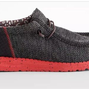 Men’s Hey Dude Black and Red Loafers